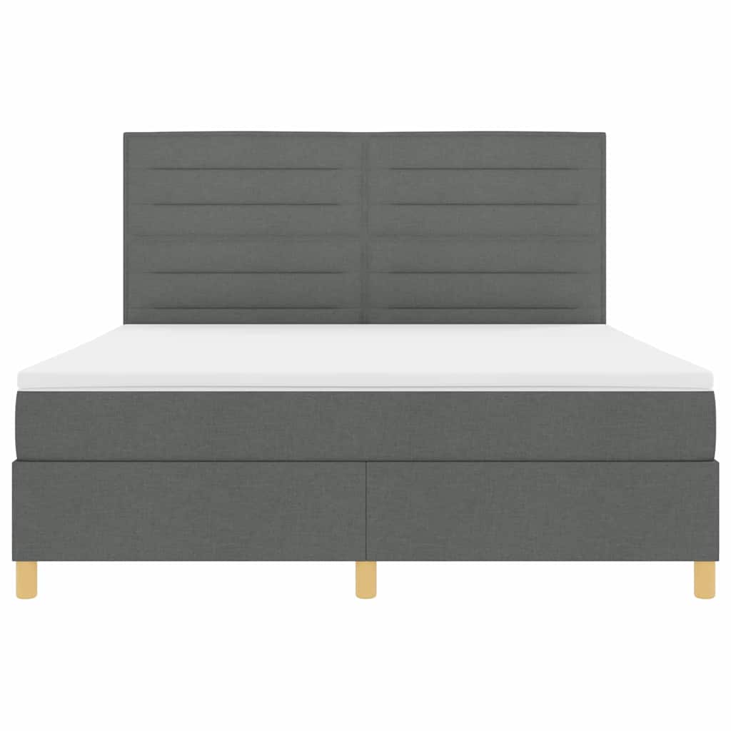 LED Boxspringbett mit Kopfteil Dunkelgrau 180 x 200 cm Stoff