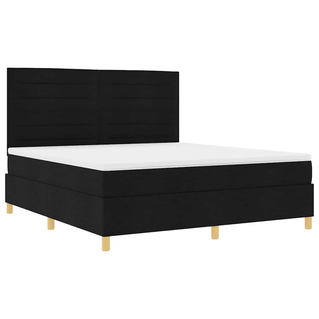 LED Boxspringbett mit Kopfteil Schwarz 180 x 200 cm Stoff