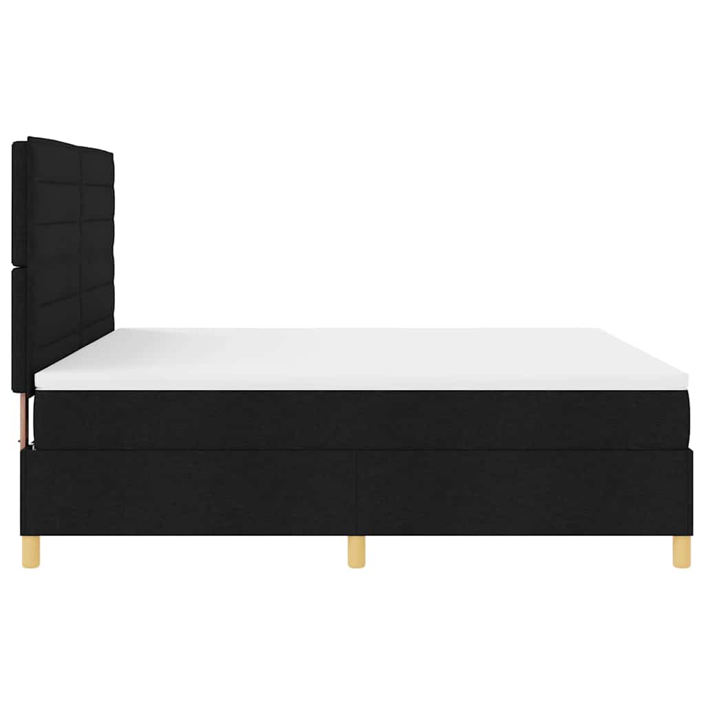 LED Boxspringbett mit Kopfteil Schwarz 180 x 200 cm Stoff