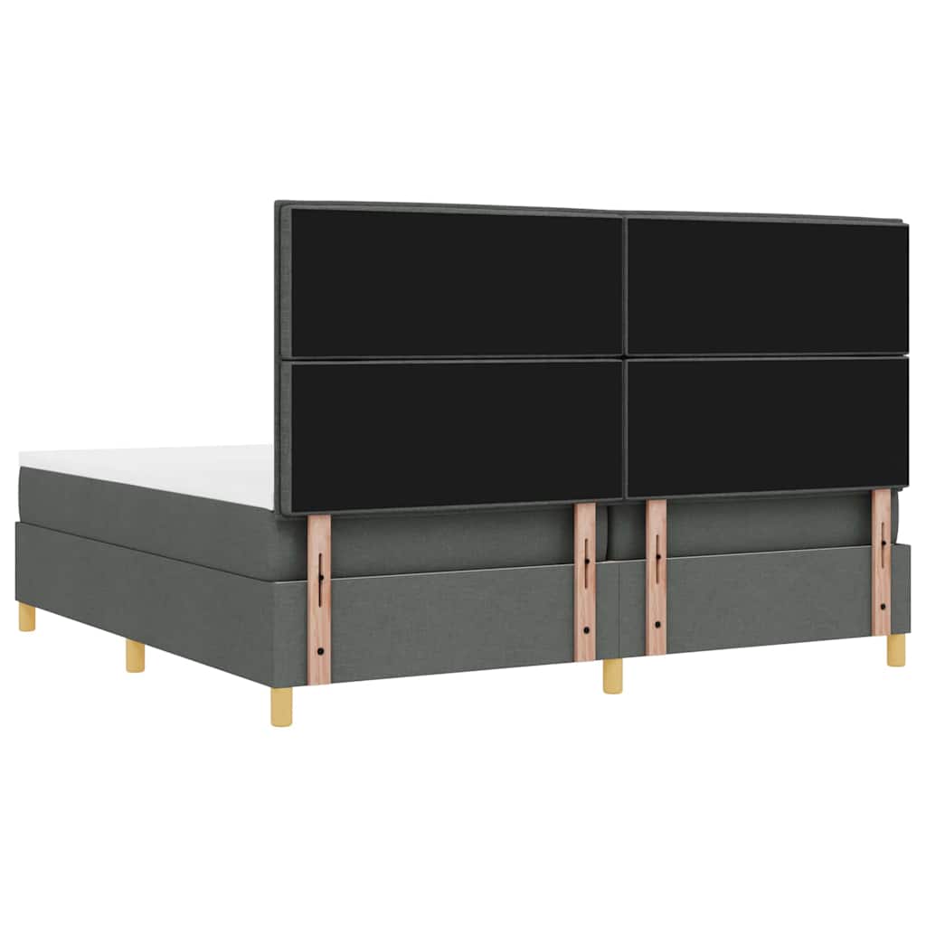LED Boxspringbett mit Kopfteil Dunkelgrau 200 x 200 cm Stoff