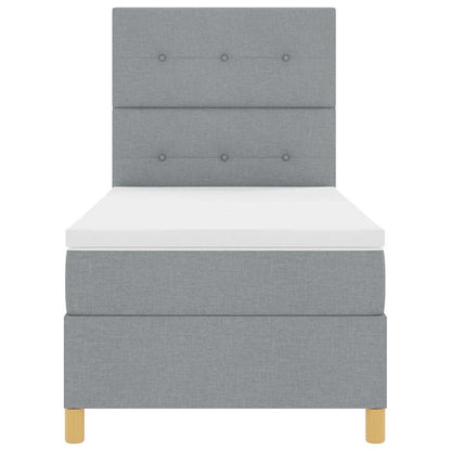 LED Boxspringbett mit Kopfteil Hellgrau 80 x 200 cm Stoff