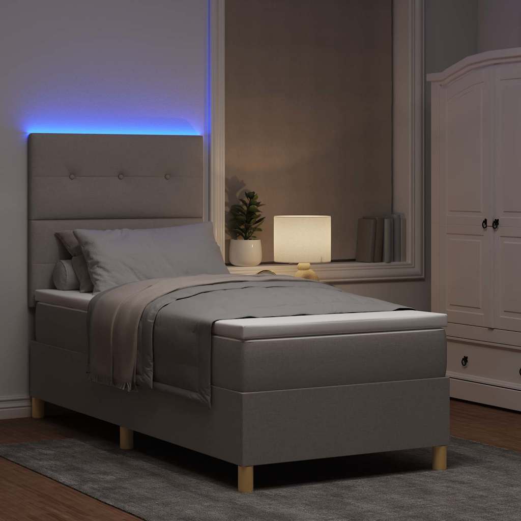 LED Boxspringbett mit Kopfteil Taupe 80 x 200 cm Stoff
