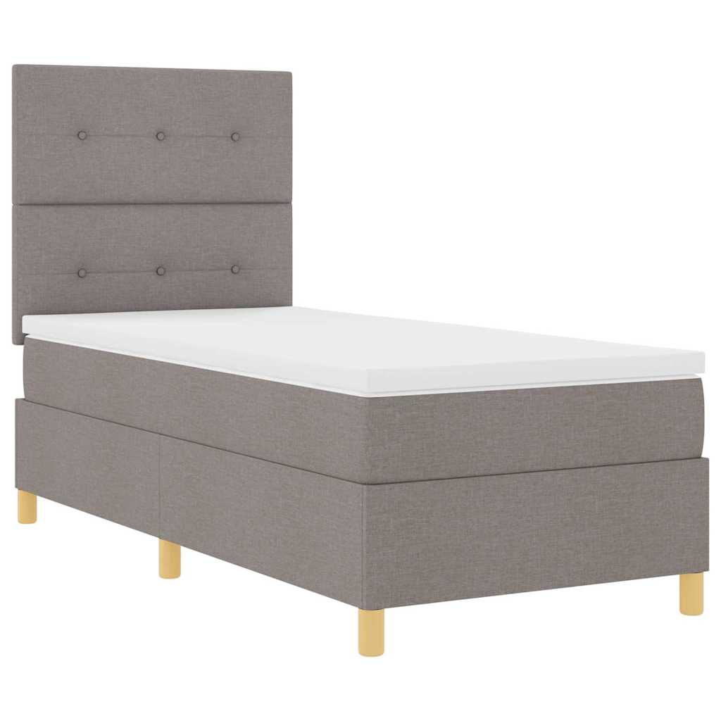 LED Boxspringbett mit Kopfteil Taupe 80 x 200 cm Stoff