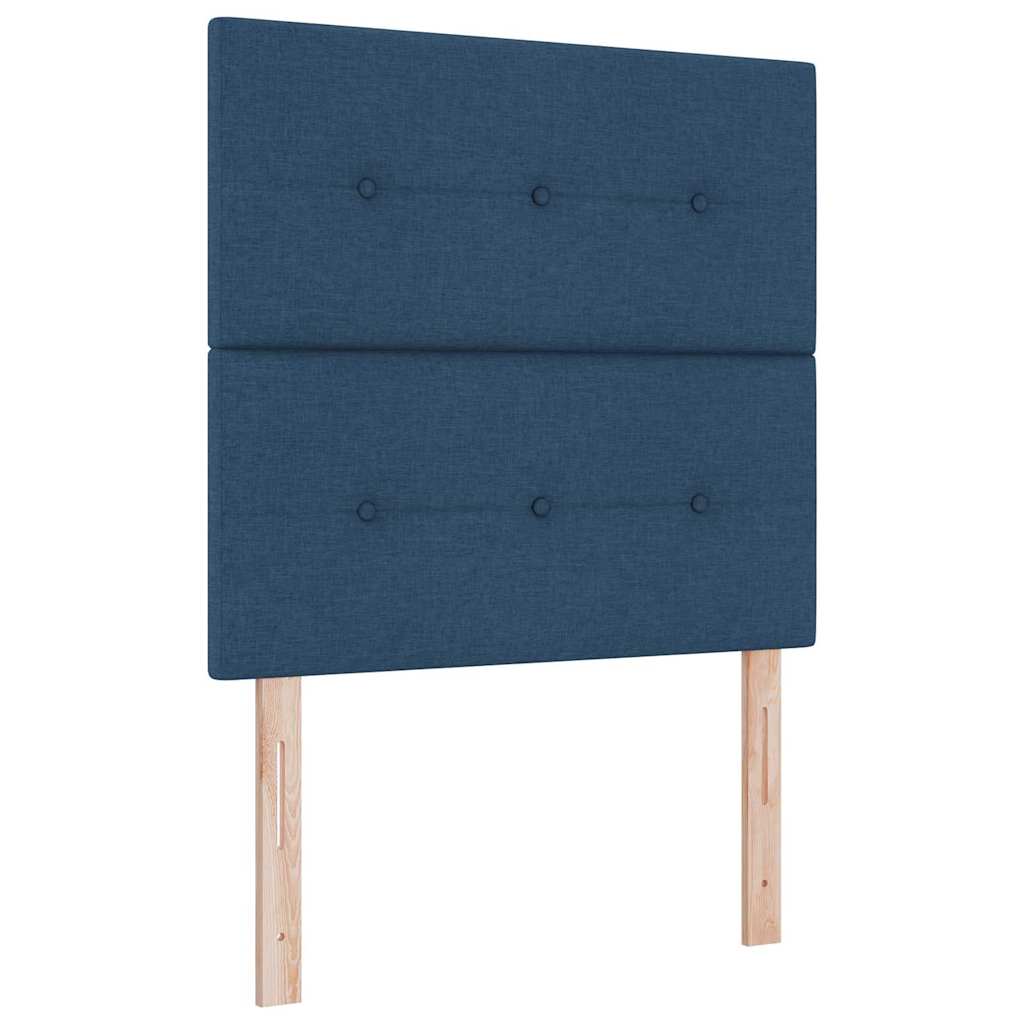 LED Boxspringbett mit Kopfteil Blau 80 x 200 cm Stoff