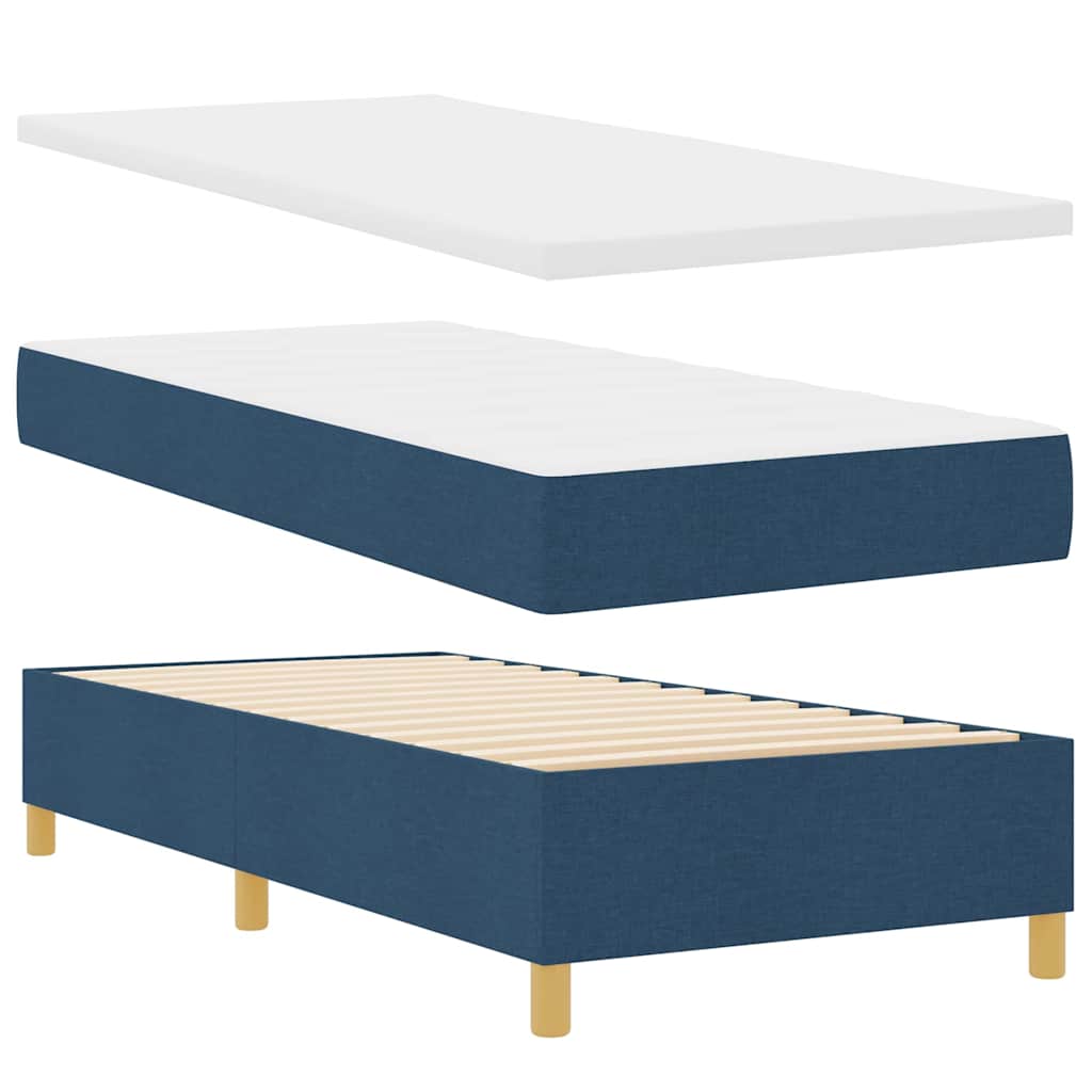 LED Boxspringbett mit Kopfteil Blau 80 x 200 cm Stoff