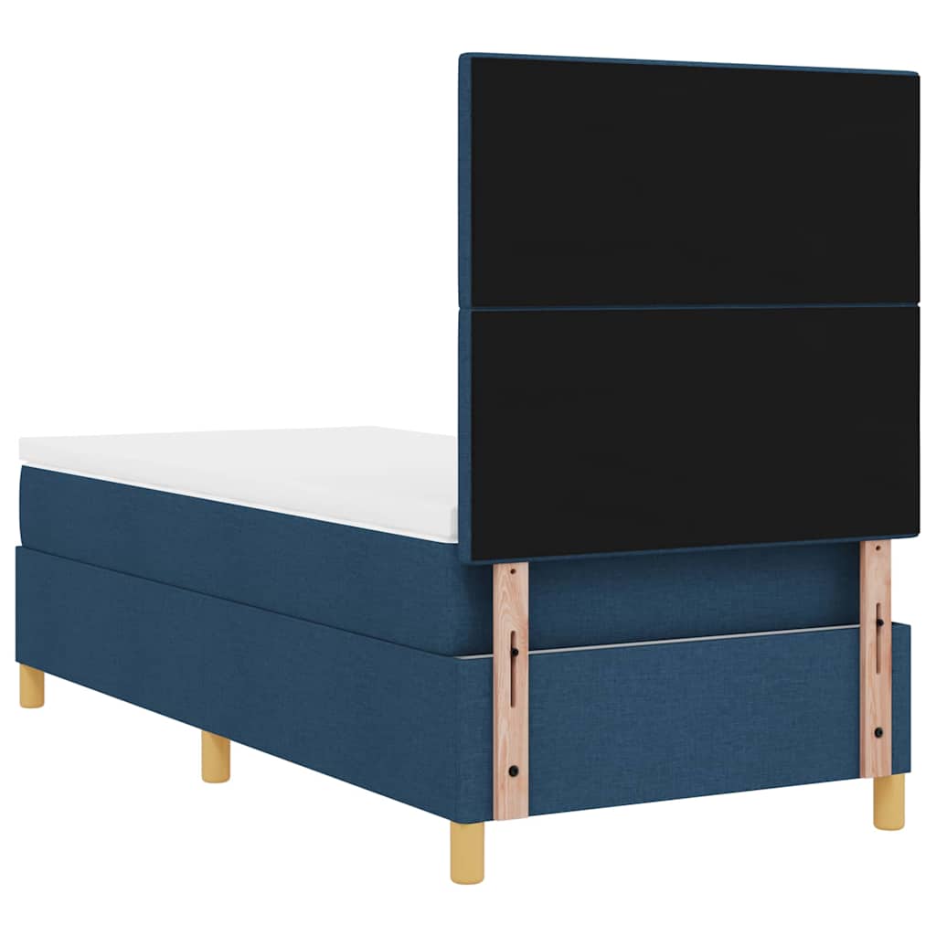 LED Boxspringbett mit Kopfteil Blau 80 x 200 cm Stoff