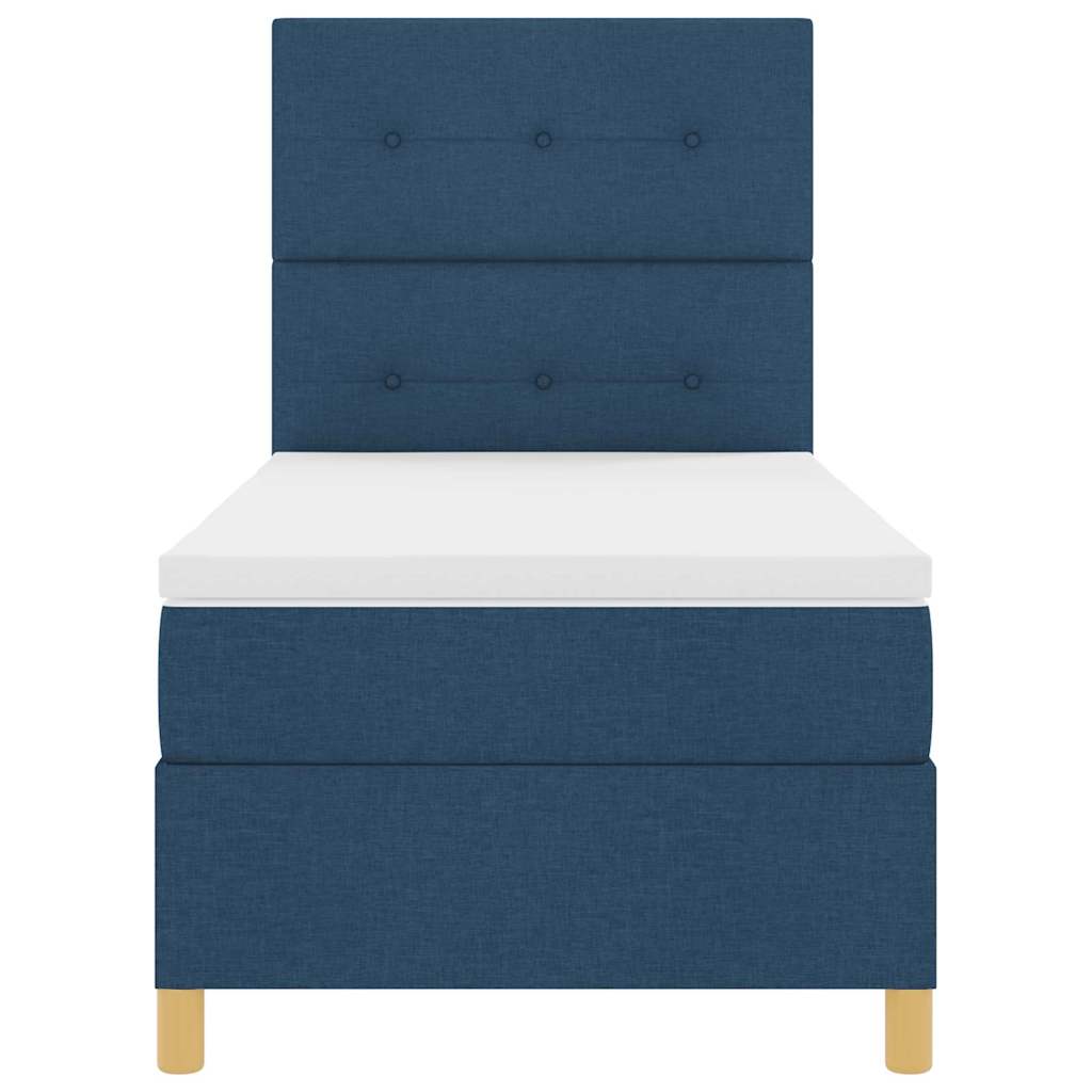 LED Boxspringbett mit Kopfteil Blau 80 x 200 cm Stoff