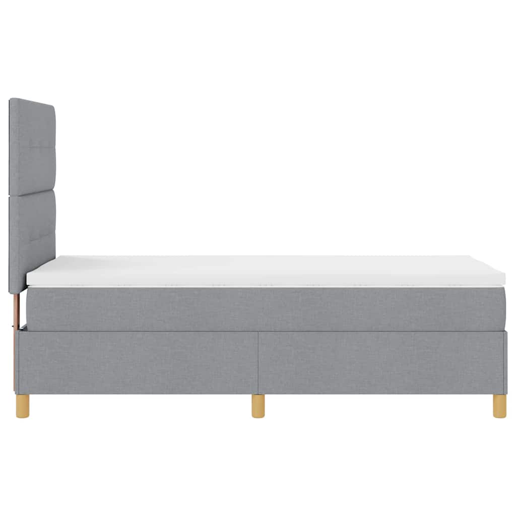 LED Boxspringbett mit Kopfteil Hellgrau 90 x 190 cm Stoff