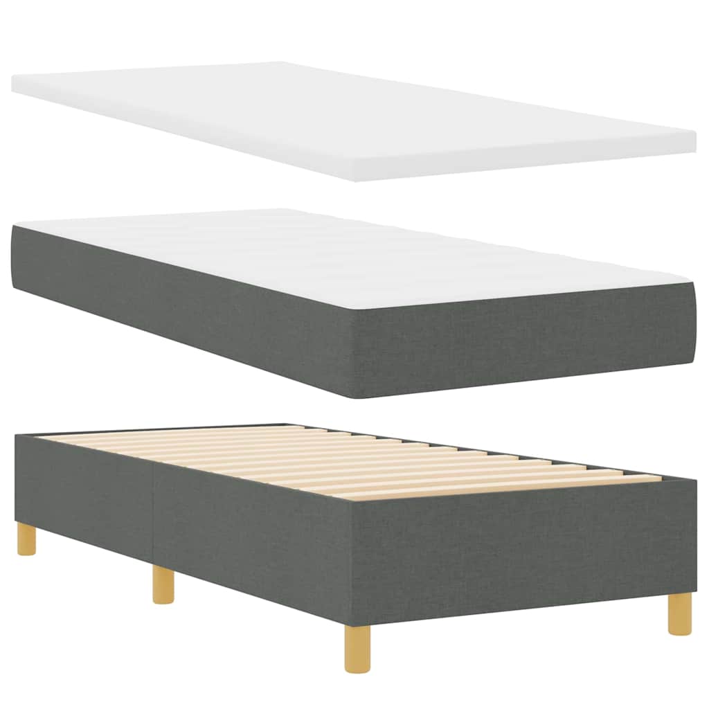 LED Boxspringbett mit Kopfteil Dunkelgrau 90 x 190 cm Stoff