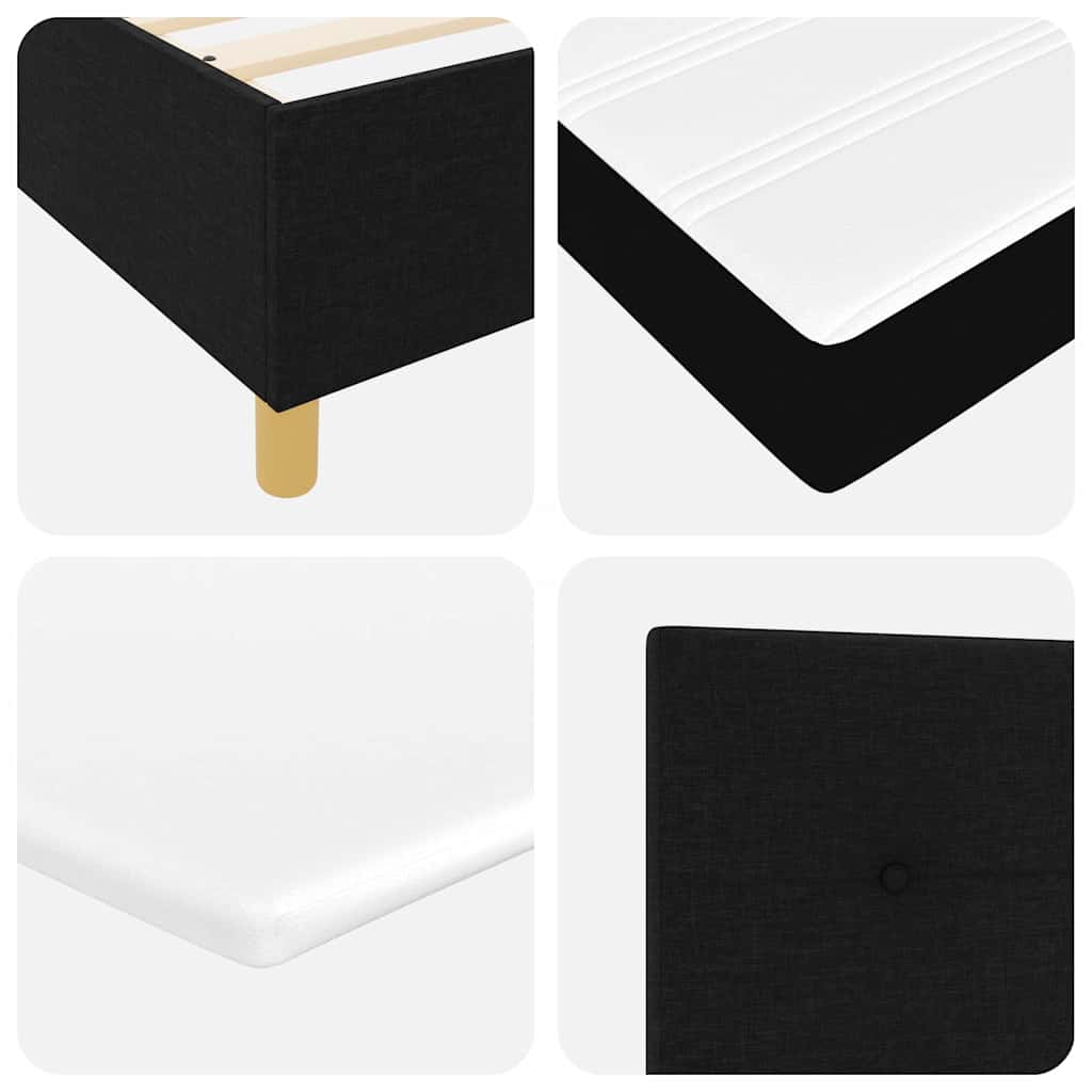 LED Boxspringbett mit Kopfteil Schwarz 90 x 200 cm Stoff