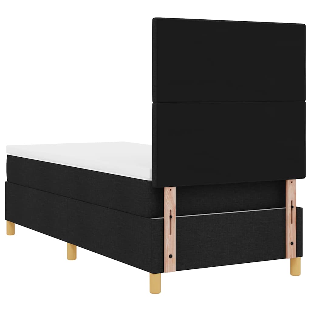 LED Boxspringbett mit Kopfteil Schwarz 90 x 200 cm Stoff