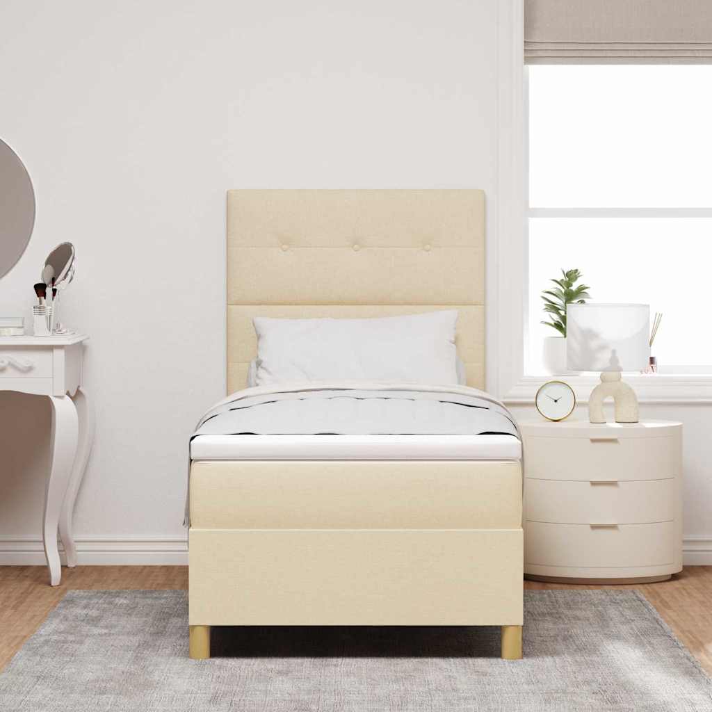 LED Boxspringbett mit Matratze Creme 90 x 200 cm Stoff