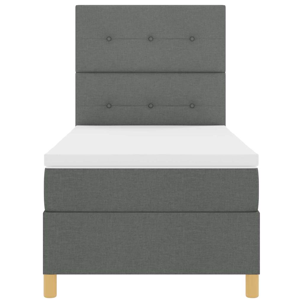 LED Boxspringbett mit Kopfteil Dunkelgrau 100 x 200 cm Stoff