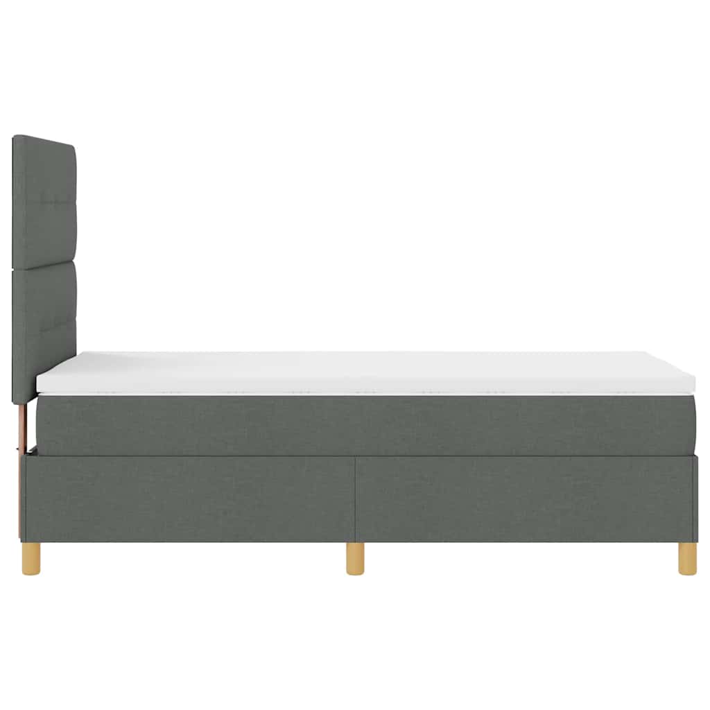 LED Boxspringbett mit Kopfteil Dunkelgrau 100 x 200 cm Stoff