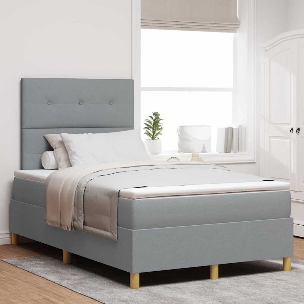 LED Boxspringbett mit Kopfteil Hellgrau 120 x 190 cm Stoff