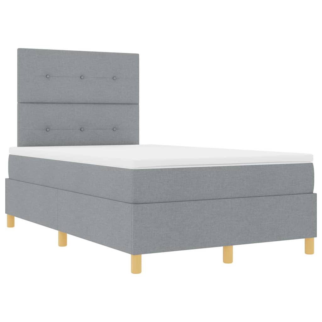 LED Boxspringbett mit Kopfteil Hellgrau 120 x 190 cm Stoff