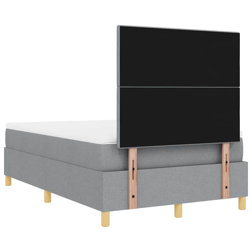 LED Boxspringbett mit Kopfteil Hellgrau 120 x 190 cm Stoff