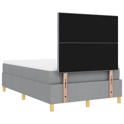 LED Boxspringbett mit Kopfteil Hellgrau 120 x 190 cm Stoff