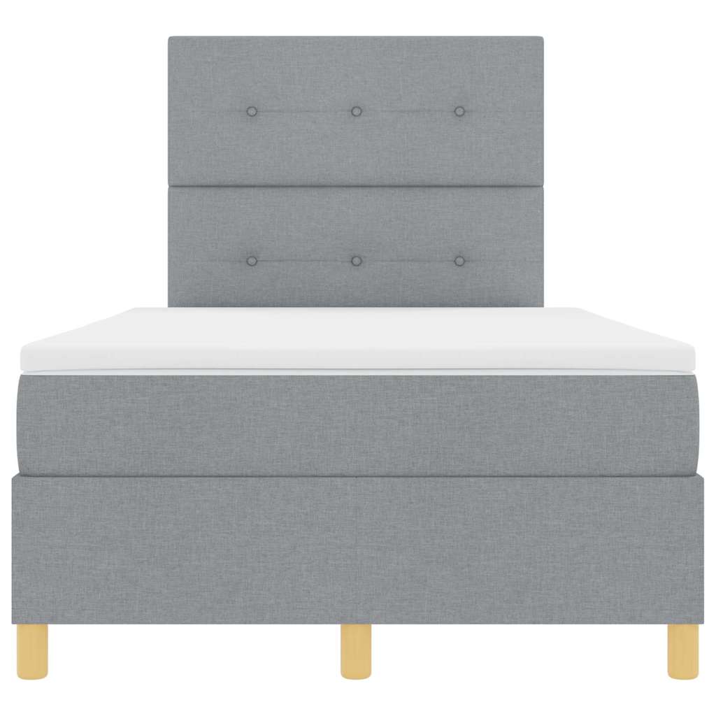 LED Boxspringbett mit Kopfteil Hellgrau 120 x 190 cm Stoff