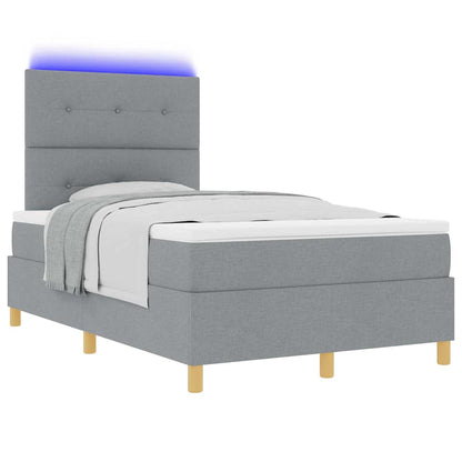 LED Boxspringbett mit Kopfteil Hellgrau 120 x 190 cm Stoff