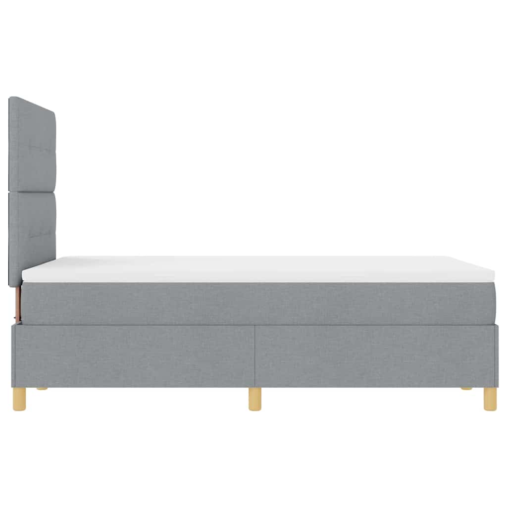 LED Boxspringbett mit Kopfteil Hellgrau 120 x 190 cm Stoff