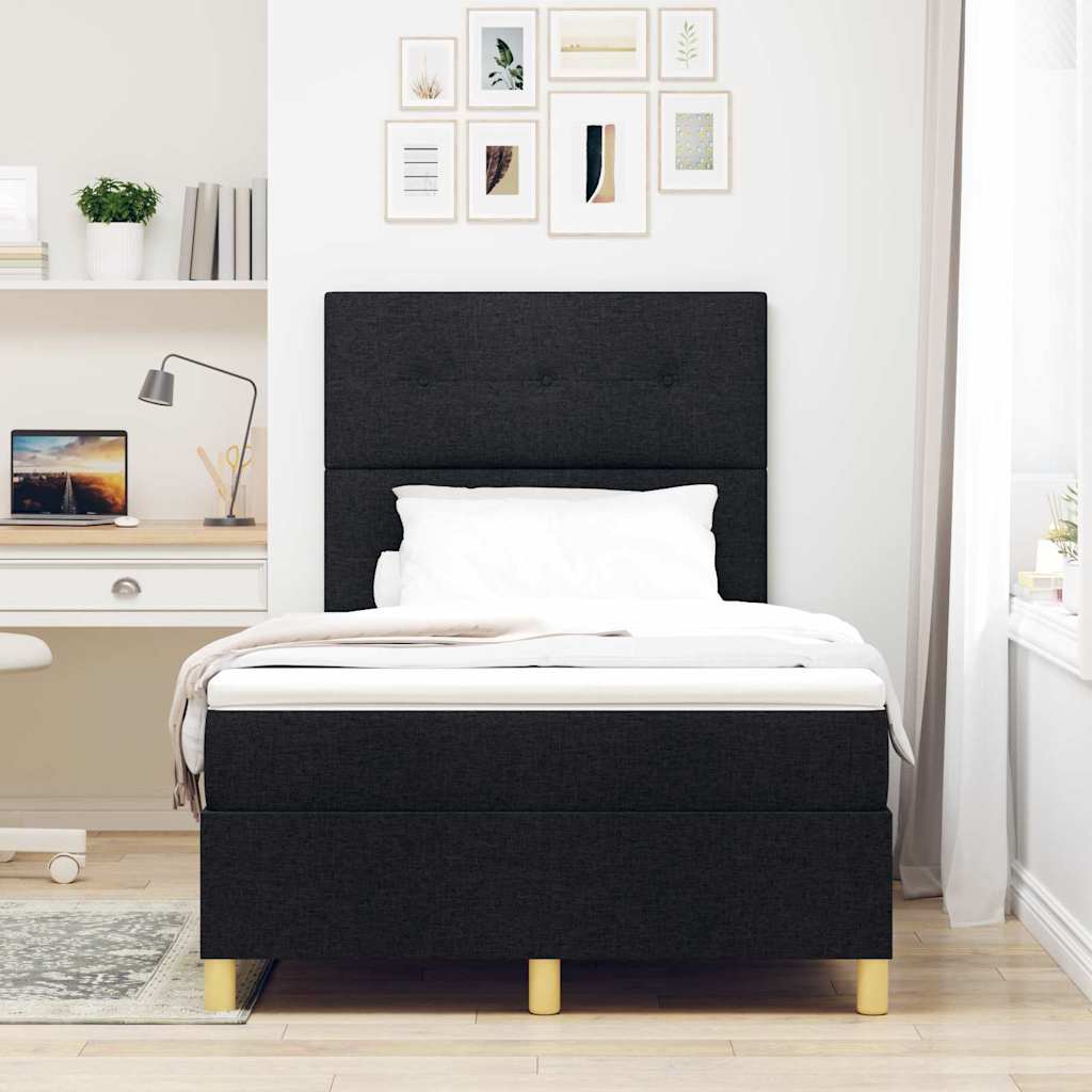 LED Boxspringbett mit Kopfteil Schwarz 120 x 190 cm Stoff