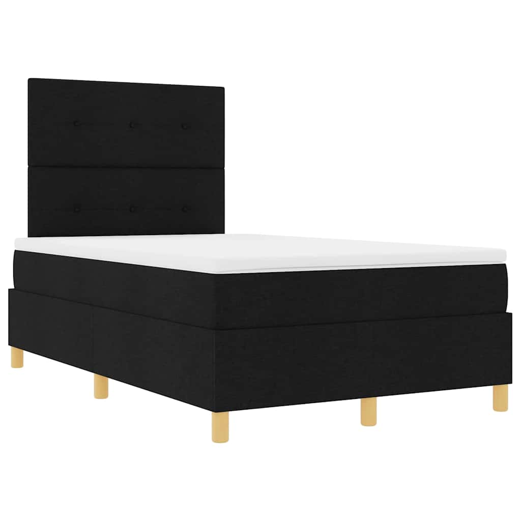 LED Boxspringbett mit Kopfteil Schwarz 120 x 200 cm Stoff