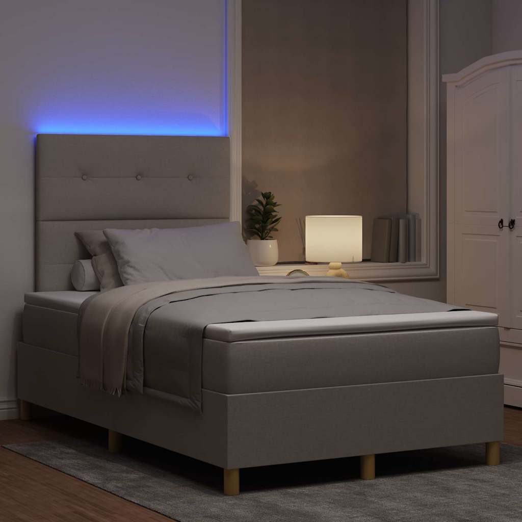LED Boxspringbett mit Kissen Taupe 120 x 200 cm Stoff