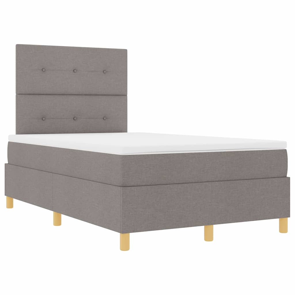 LED Boxspringbett mit Kissen Taupe 120 x 200 cm Stoff