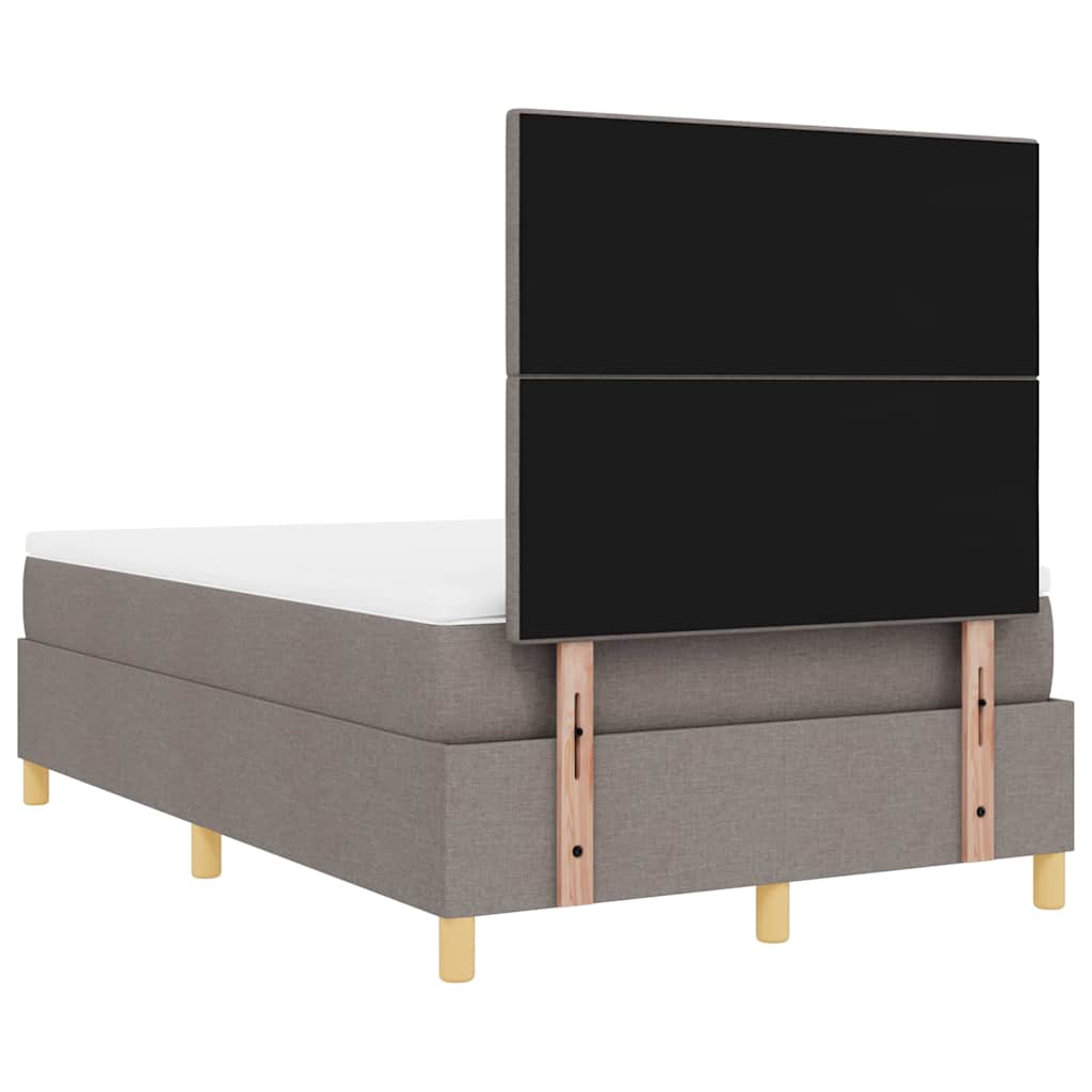 LED Boxspringbett mit Kissen Taupe 120 x 200 cm Stoff