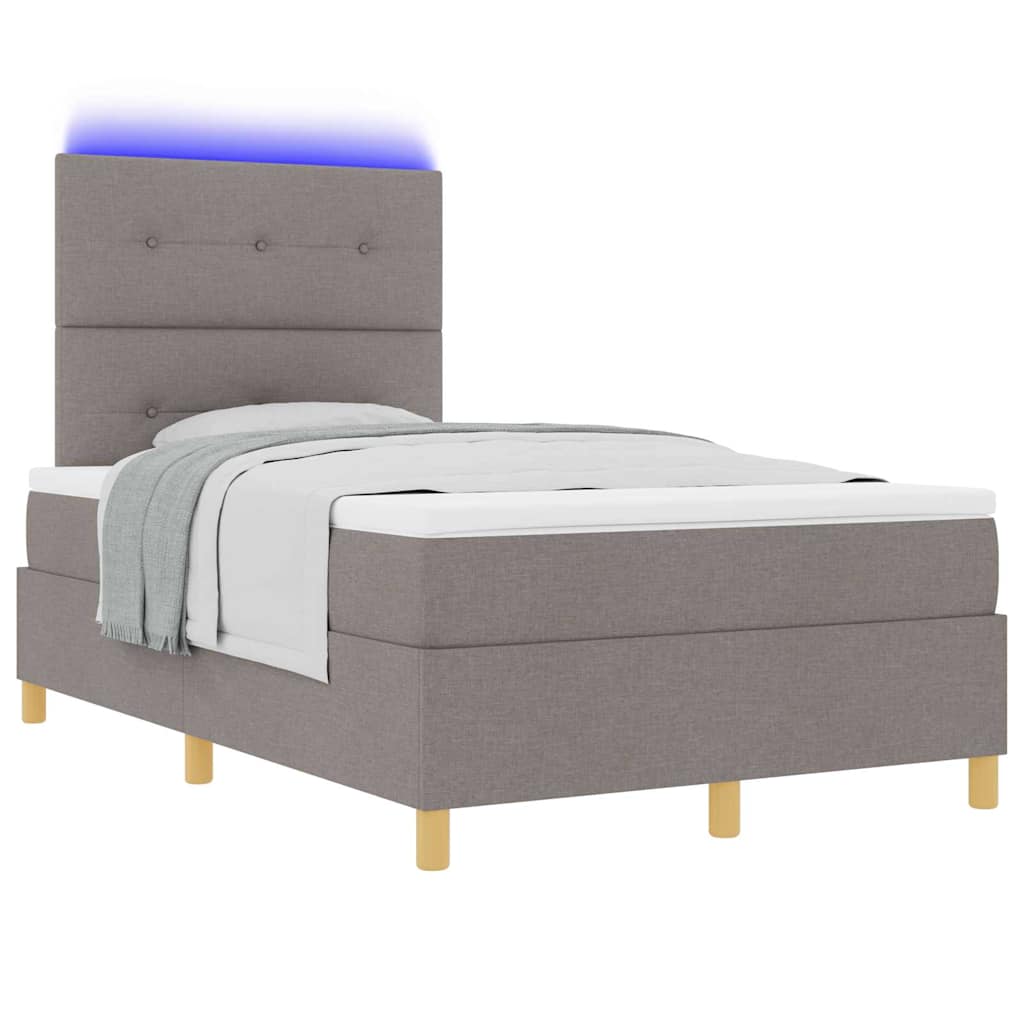 LED Boxspringbett mit Kissen Taupe 120 x 200 cm Stoff