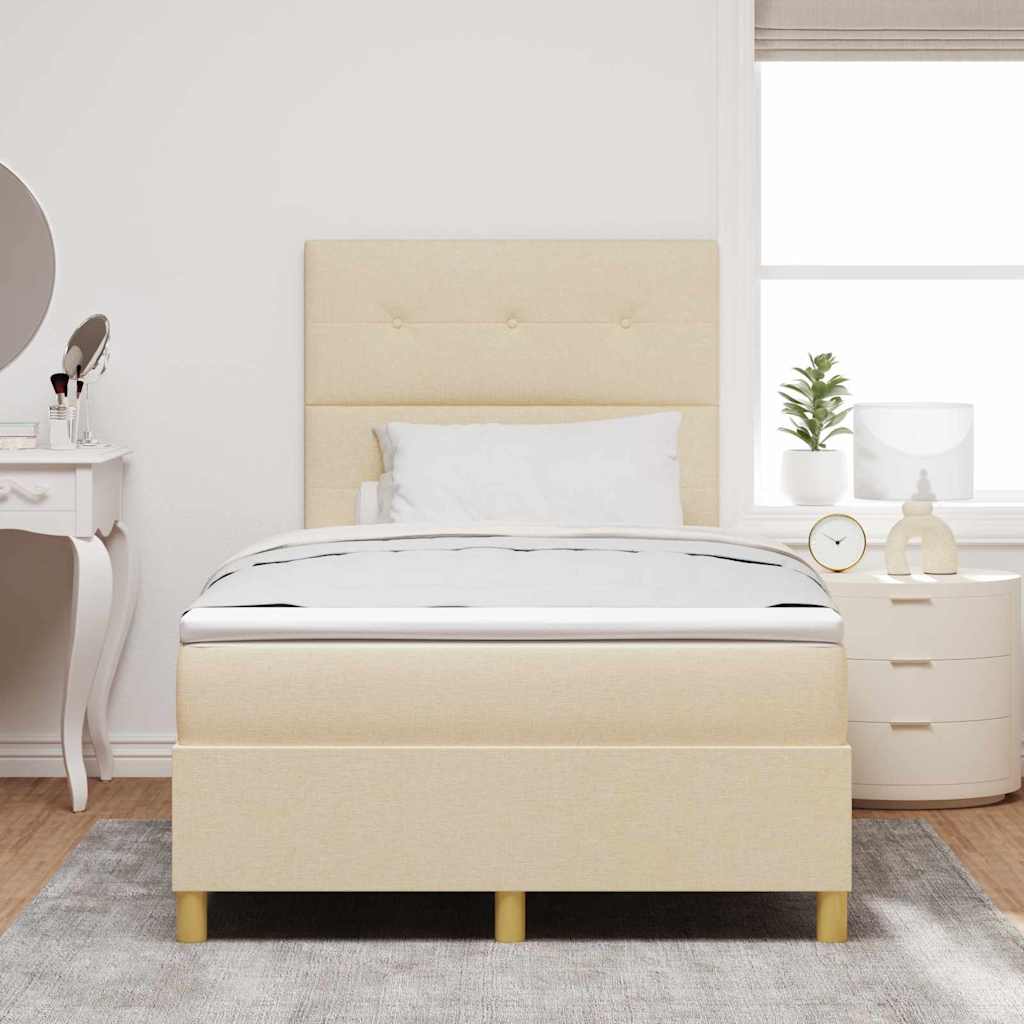 LED Boxspringbett mit Kopfteil Creme 120 x 200 cm Stoff