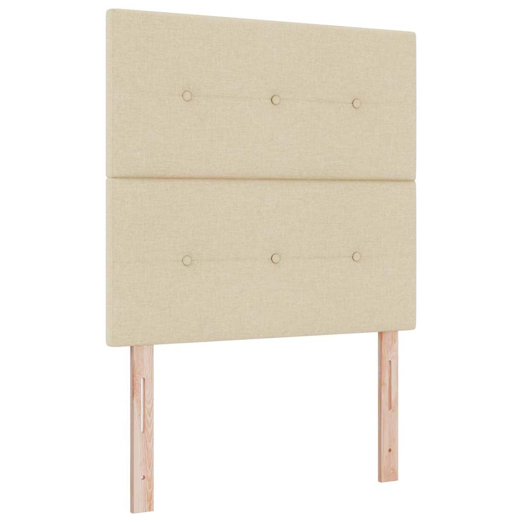 LED Boxspringbett mit Kopfteil Creme 120 x 200 cm Stoff
