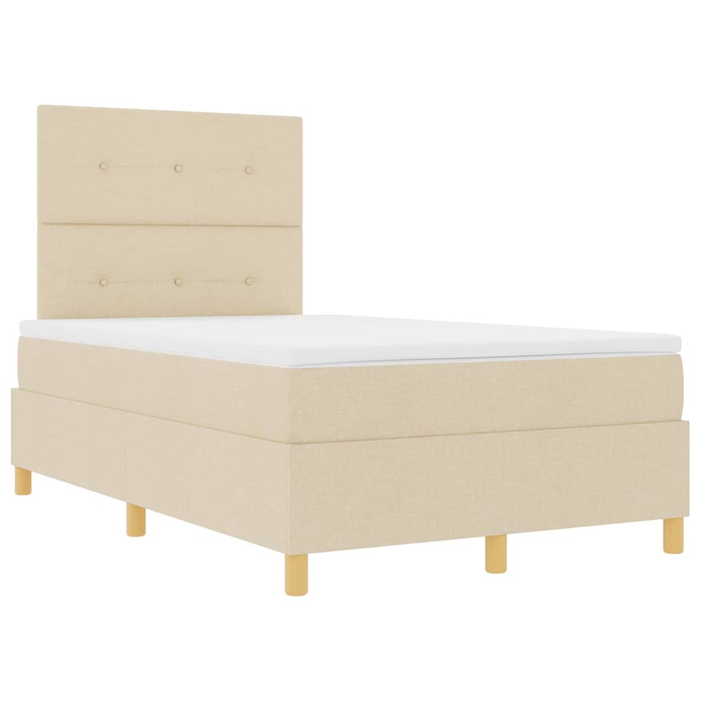 LED Boxspringbett mit Kopfteil Creme 120 x 200 cm Stoff