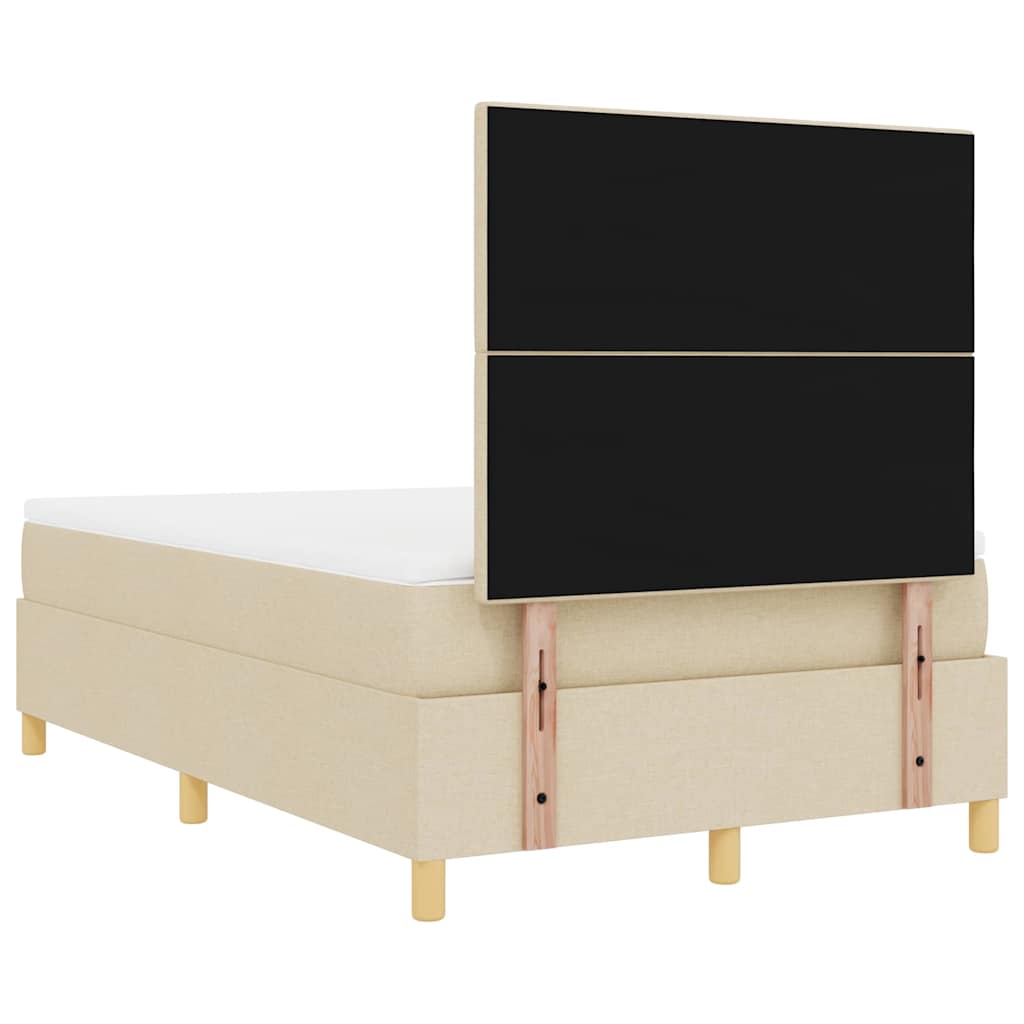 LED Boxspringbett mit Kopfteil Creme 120 x 200 cm Stoff