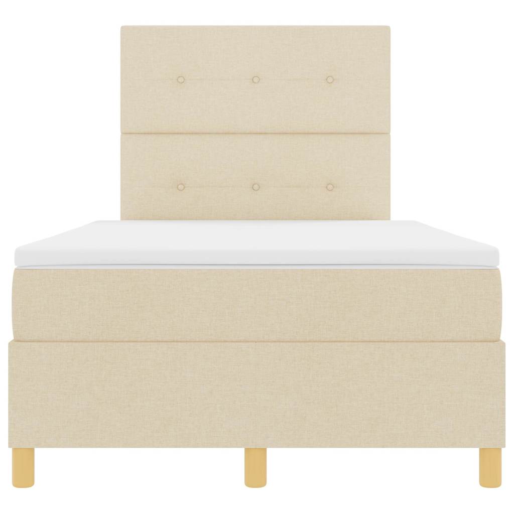 LED Boxspringbett mit Kopfteil Creme 120 x 200 cm Stoff