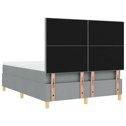 LED Boxspringbett mit Kopfteil Hellgrau 140 x 190 cm Stoff