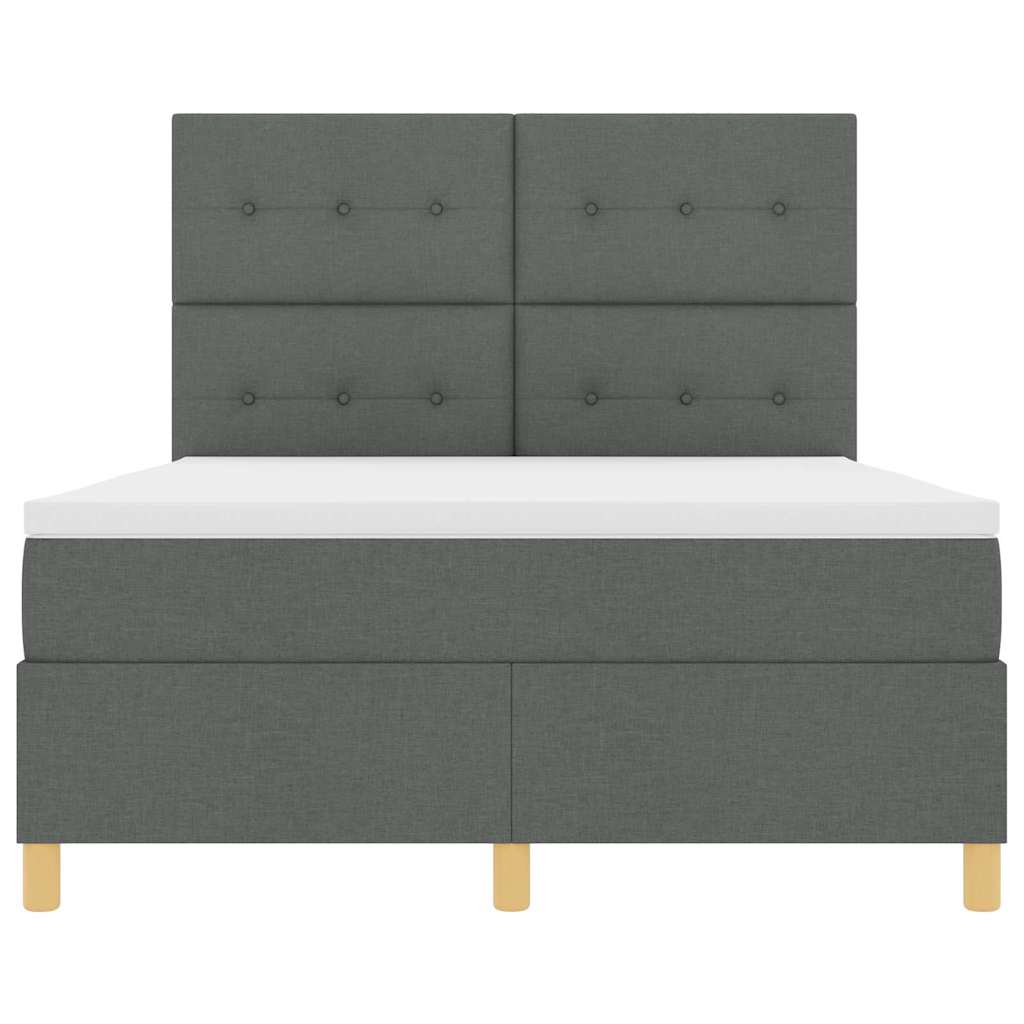 LED Boxspringbett mit Kopfteil Dunkelgrau 140 x 190 cm Stoff