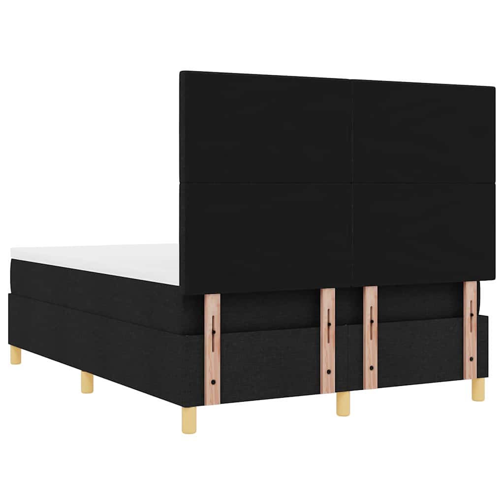LED Boxspringbett mit Kopfteil Schwarz 140 x 200 cm Stoff