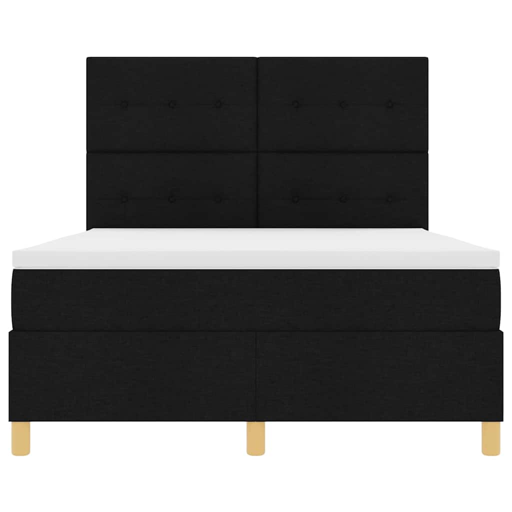 LED Boxspringbett mit Kopfteil Schwarz 140 x 200 cm Stoff