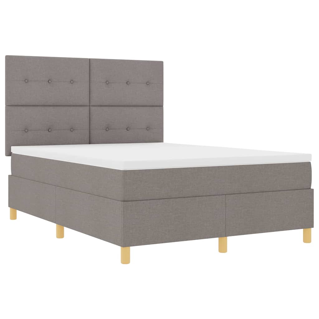 LED Boxspringbett mit Matratze Taupe 140 x 200 cm Stoff