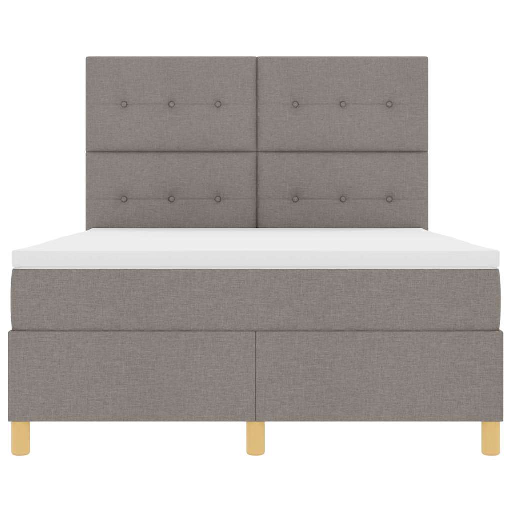LED Boxspringbett mit Matratze Taupe 140 x 200 cm Stoff
