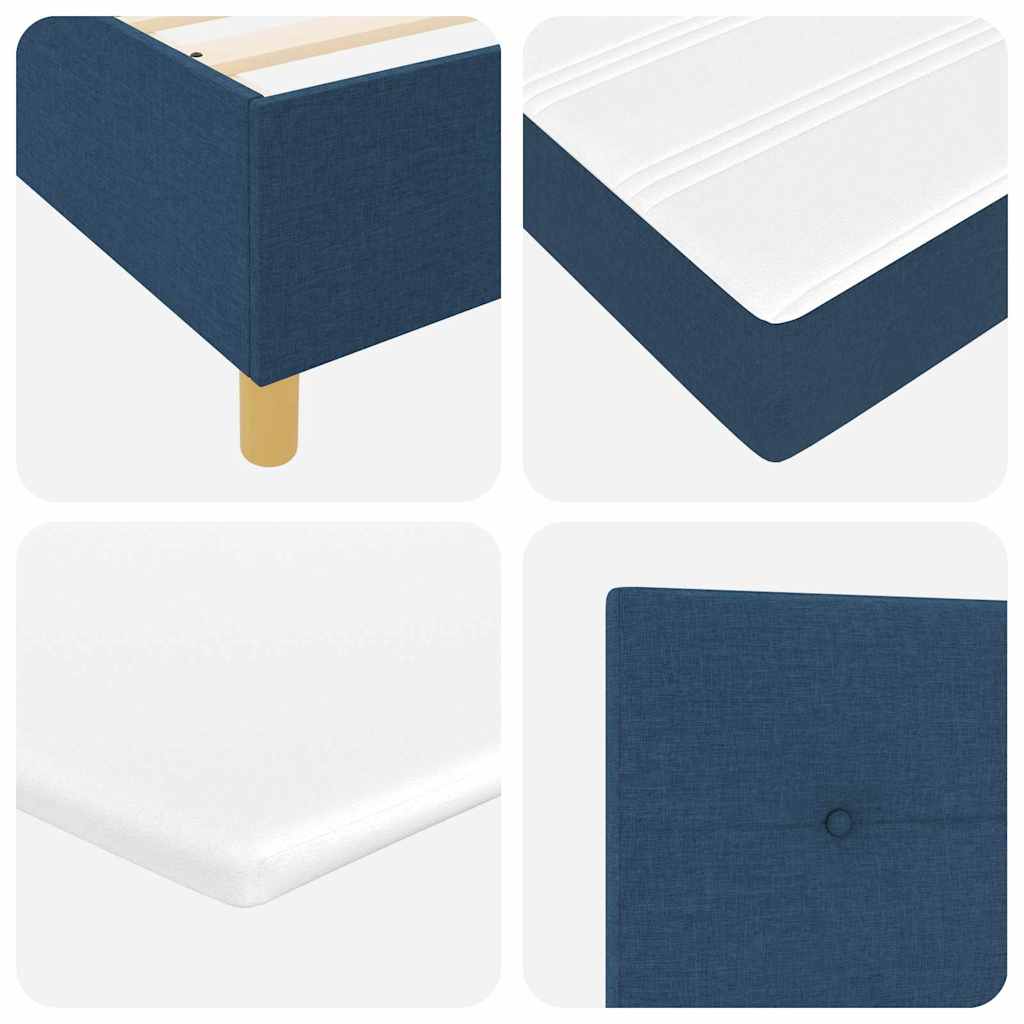 LED Boxspringbett mit Kopfteil Blau 140 x 200 cm Stoff
