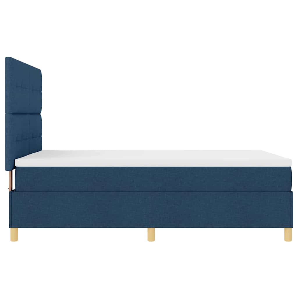 LED Boxspringbett mit Kopfteil Blau 140 x 200 cm Stoff