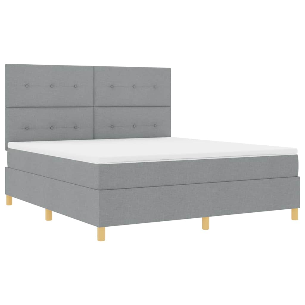 LED Boxspringbett mit Kopfteil Hellgrau 180 x 200 cm Stoff