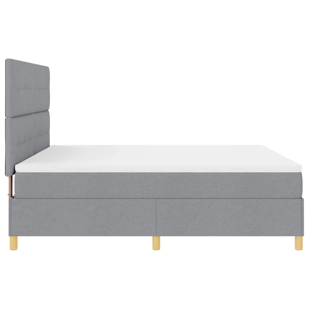 LED Boxspringbett mit Kopfteil Hellgrau 180 x 200 cm Stoff