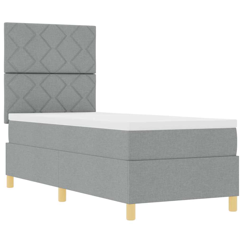 LED Boxspringbett mit Kopfteil Hellgrau 80 x 200 cm Stoff