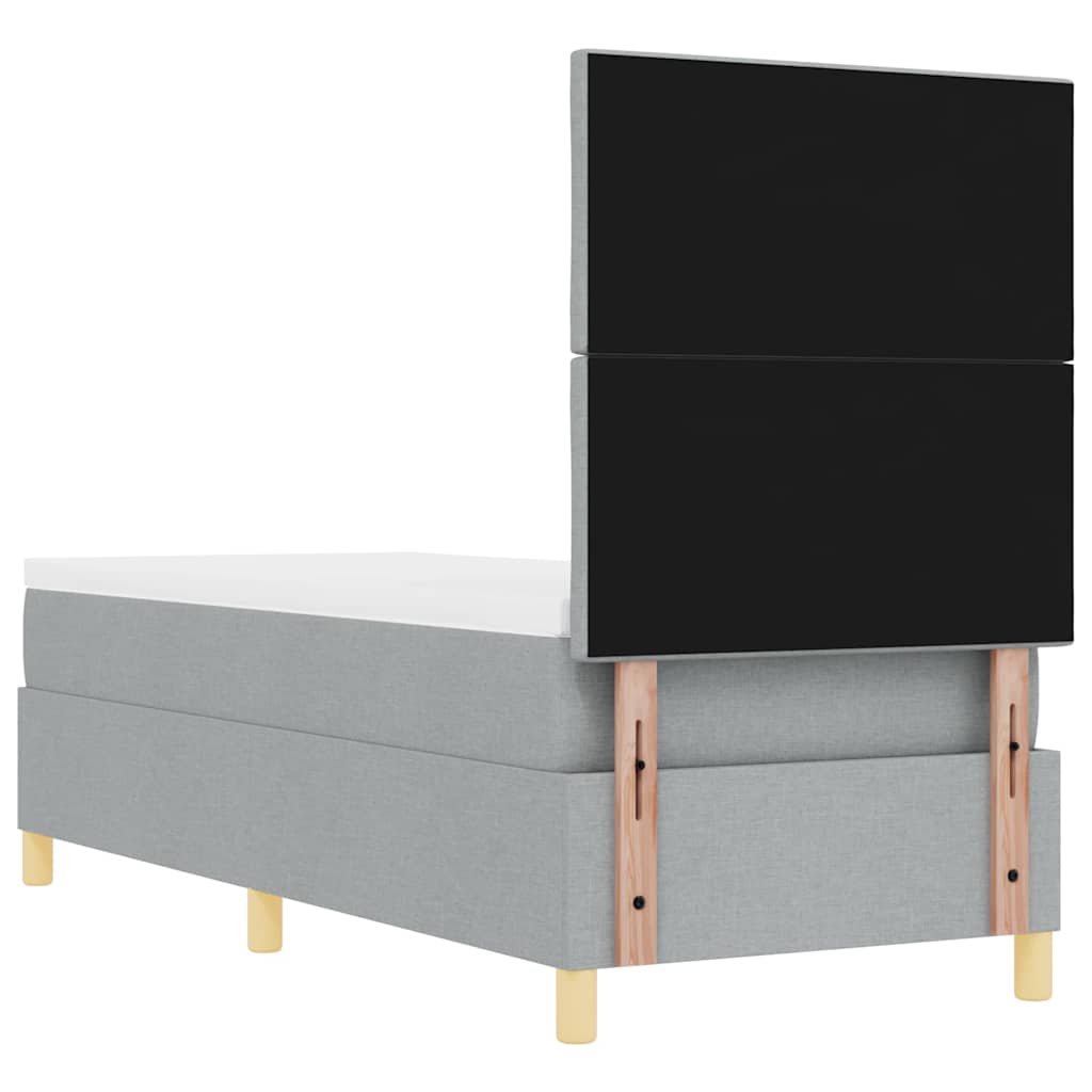 LED Boxspringbett mit Kopfteil Hellgrau 80 x 200 cm Stoff