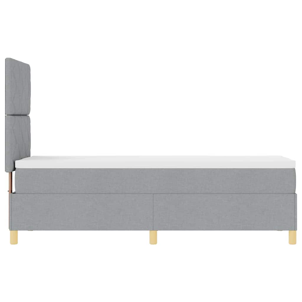 LED Boxspringbett mit Kopfteil Hellgrau 80 x 200 cm Stoff