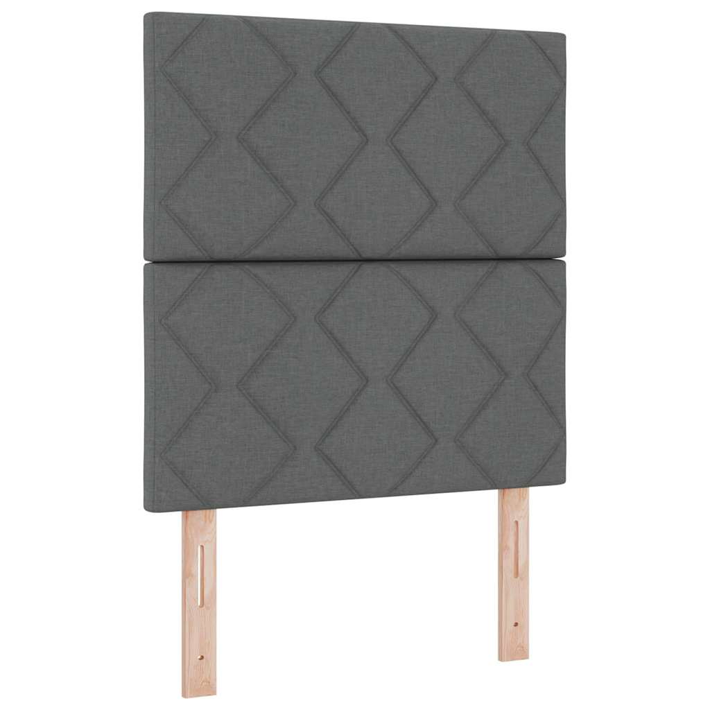 LED Boxspringbett mit Kopfteil Dunkelgrau 80 x 200 cm Stoff